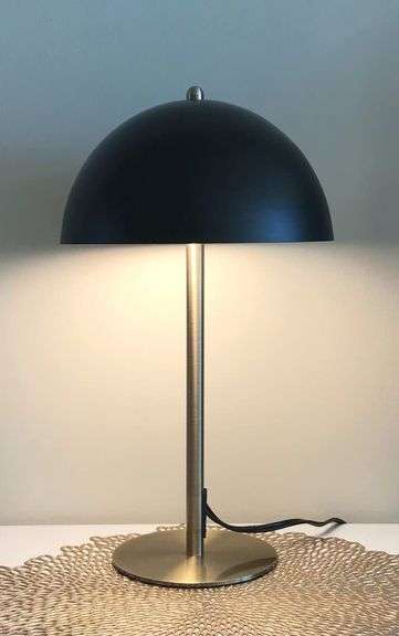 Mid-Century Modern Mushroom Shade with Brass Accents