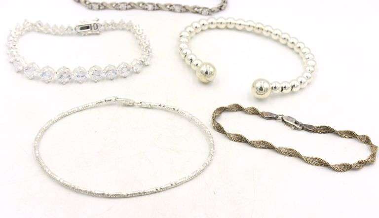 Group lot of 5 vintage 925 sterling silver bracelets