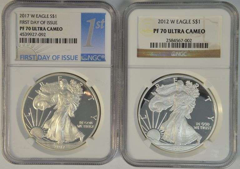 2 Perfect 2012-W NGC PF70 ULTRA CAMEO $1 Silver Eagles