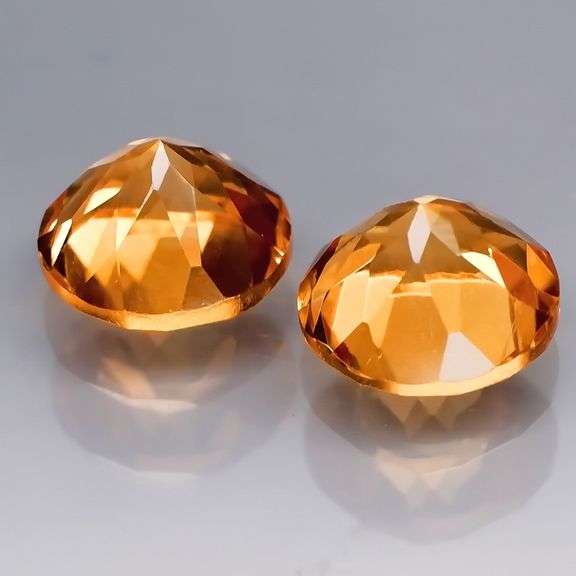 High fire 3.85ct 8mm pair of golden yellow Citrine