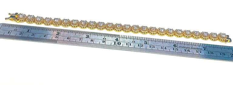 Dazzling 18 Kt Gold Plated 12.5 Ctw Lab Smulated Diamond Tennis Bracelet