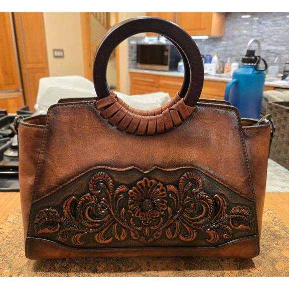Leather Crossbody Embossed Satchel Handbag