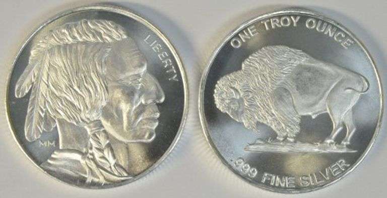 Superb Gem BU roll of 20 pure .999 fine silver 1 oz Buffalo Medallions