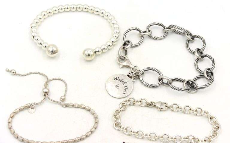 Group lot of 5 Vintage 925 sterling silver bracelets