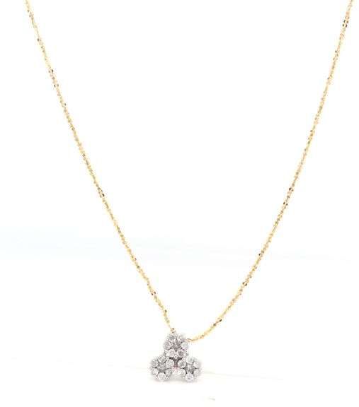 10kt Yellow gold 0.25ctw 2 toned diamond cluster pendant on chain