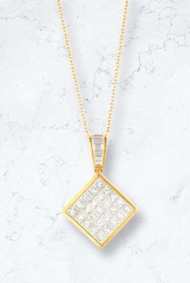 Gorgeous 18kt YG Invisible Set Diamond Pendant