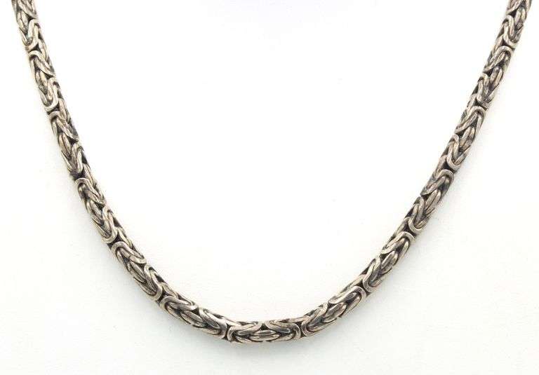 Vintage 925 sterling silver byzantine chain necklace