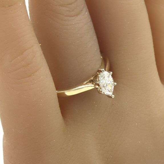 14kt Yellow gold 0.70ct single cut marquise solitaire diamond ring