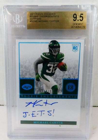 Michael Carter Rookie Endorsement Football Card, Graded