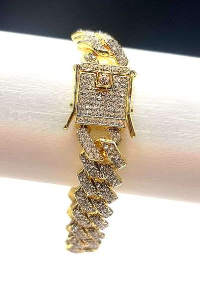 55 Ctw Impressive 40.1 Gram 14Kt Yellow Gold Plated Miami Cuban Link Bracelet