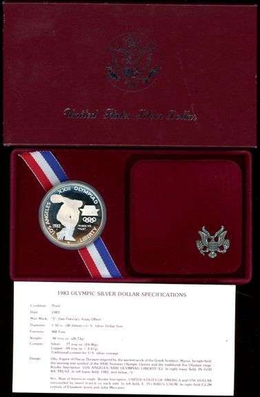 5 Different Proof Commemorative SIlver Dollars in Box w/CoA