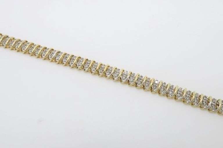 Double Row Diamond Bracelet in Yellow Gold