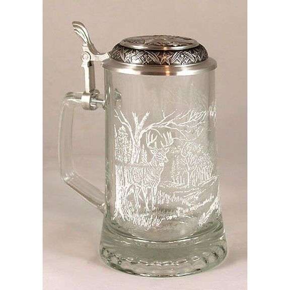White-Tail Deer Beer Stein with Pewter Lid