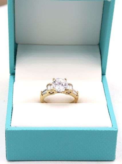 Dazzling Yellow Gold Cubic Zirconia Engagement Ring