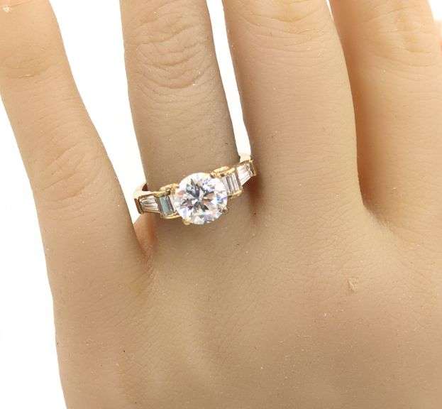 Dazzling Yellow Gold Cubic Zirconia Engagement Ring