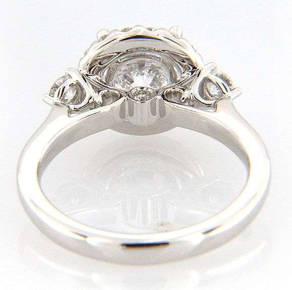 New Gabriel & Co. 0.52ctw Halo Three Stone Semi Mount Ring in 14K