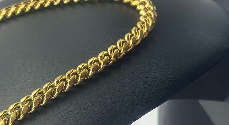 Huge 113.5 Gram 18 Kt Gold Plated Cuban Curb Link Necklace