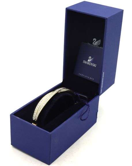 Swarovski gold tone crystal bangle bracelet