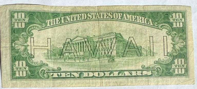 $10 Hawaii Emergency Issue 1935 A Silver Certificate.