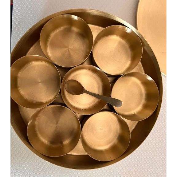 Pure Brass 7 Spice Containers and Spoon