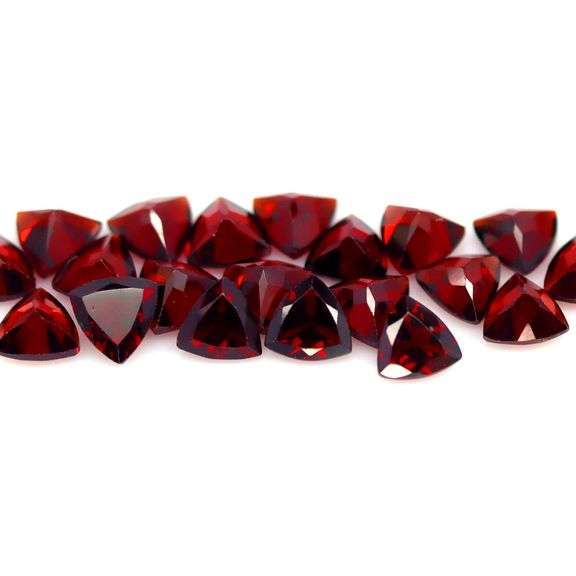 Deep burgundy 10.90ct trillion cut untreated Garnet set