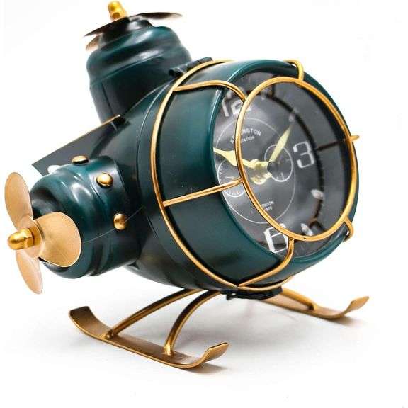 Retro Metallic Airplane Steampunk Desk Clock