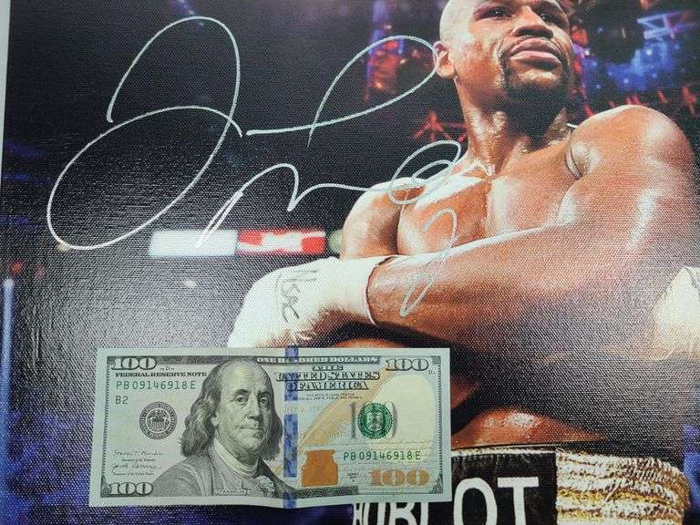 Floyd Money Mayweather Jr. Autographed Custom Photo Framed Canvas  BAS