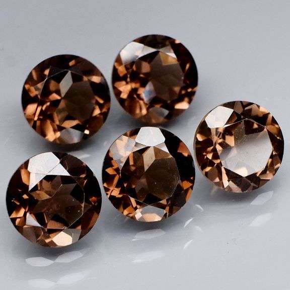 Full 5 piece 12.72ct set of Smoky Quartz solitaires!