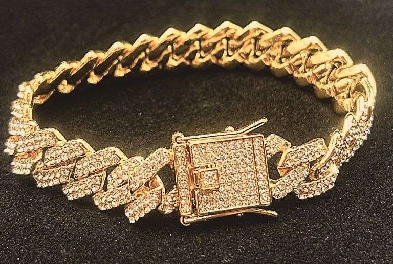 55 Ctw Impressive 40.1 Gram 14Kt Yellow Gold Plated Miami Cuban Link Bracelet