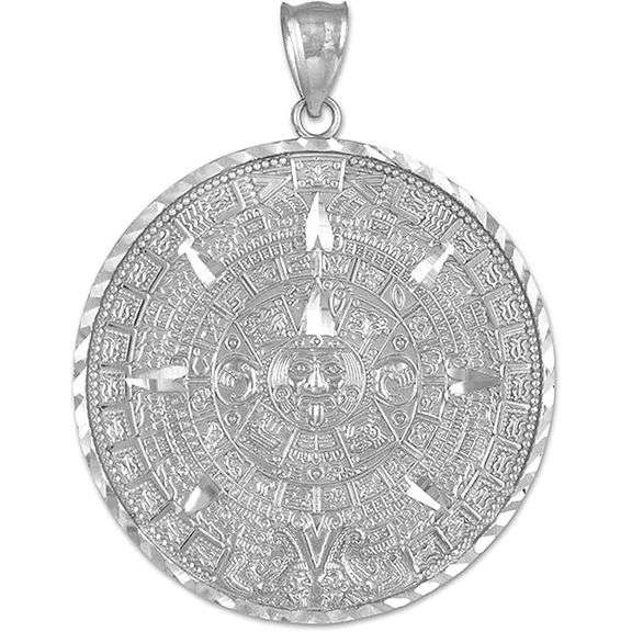 .925 Sterling Silver Aztec Mayan Calendar