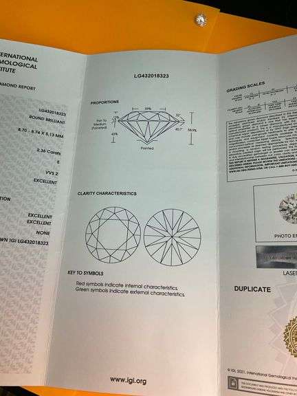 I.G.I CERTIFIED LOOSE DIAMOND 2.36 CARAT