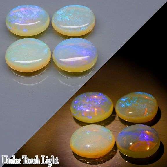 Neon flashing 7.21ct set of untreated Opals