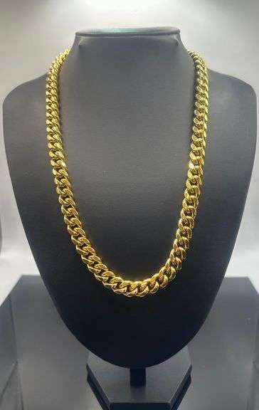 Huge 113.5 Gram 18 Kt Gold Plated Cuban Curb Link Necklace