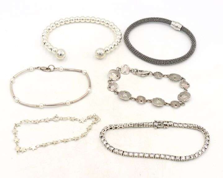Group lot of 6 Vintage 925 sterling silver bracelets