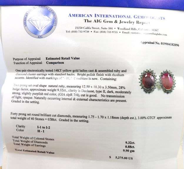 14kt Yellow gold ruby and diamond cluster earrings
