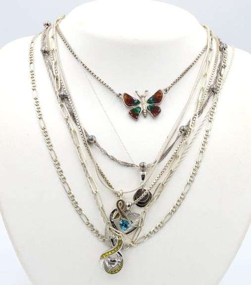 Group lot of 8 Vintage 925 sterling silver necklaces