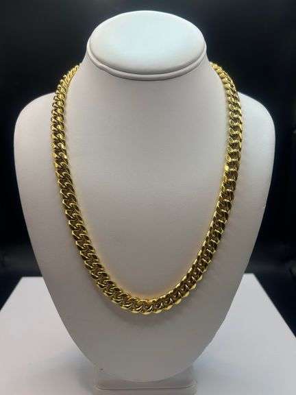 Huge 113.5 Gram 18 Kt Gold Plated Cuban Curb Link Necklace