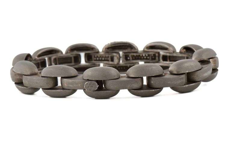 Edgy Sterling Silver Diamond Link Bracelet