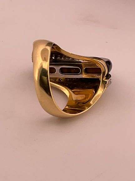 BRAND NEW 18K YELLOW GOLD DIAMOND AND TIGER EYE RING