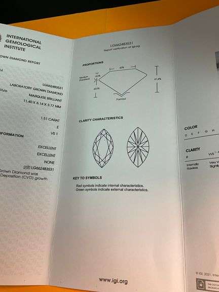 I.G.I CERTIFIED DIAMOND 1.51 CARAT.