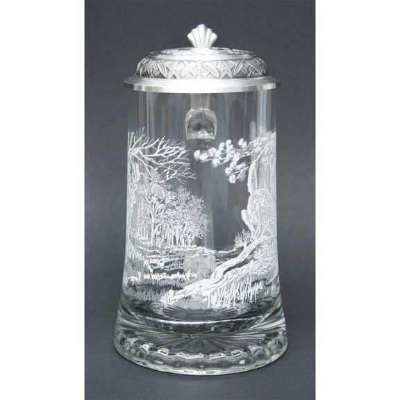 White-Tail Deer Beer Stein with Pewter Lid