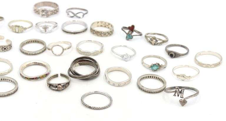Vintage 925 sterling silver group lot of rings