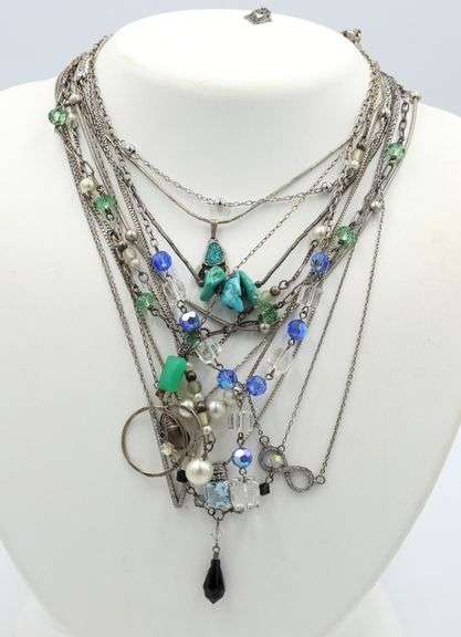 Vintage 925 sterling silver group lot of 13 necklaces