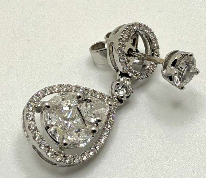 Fantastic diamond earrings pearl shape , 1 x .5 inch