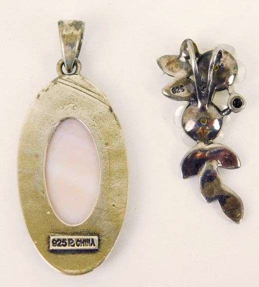 2 Sterling Silver Marcasite Pendants
