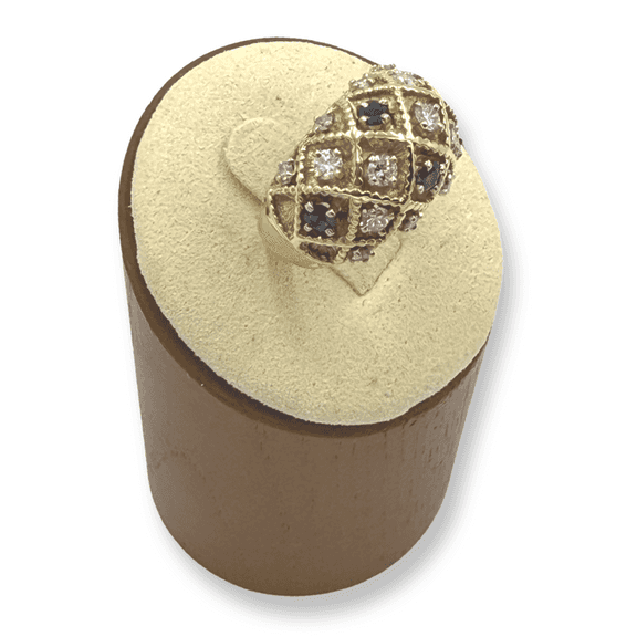 Handsome Yellow Gold 1ctw Diamond and Sapphire Cocktail Ring