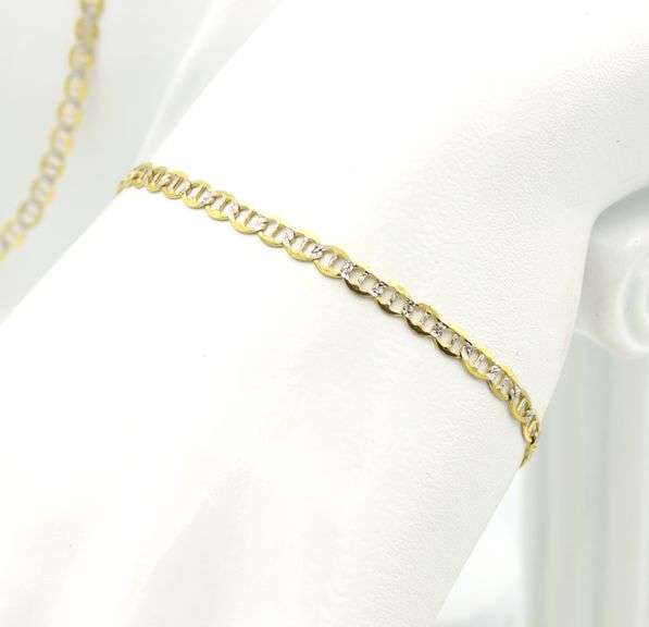 Useful 10K YG Anchor Link Necklace & Bracelet Set
