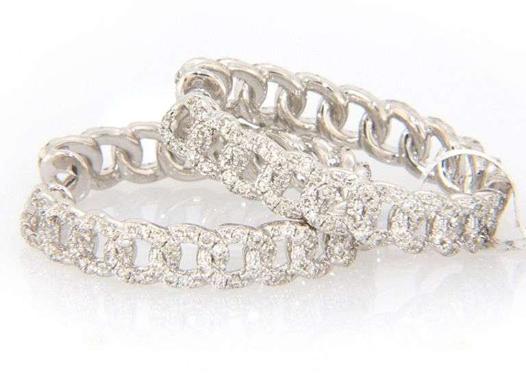 New 1.36ctw Diamond Curb Link Style Hoop Earrings in 14K