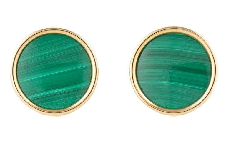 Vintage Cartier Round Malachite Cufflinks