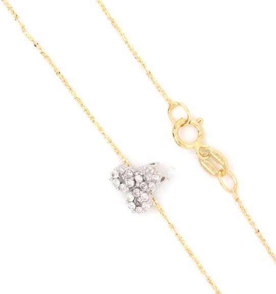 10kt Yellow gold 0.25ctw 2 toned diamond cluster pendant on chain